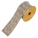 Ver imagem 1 de Fita Aramada Tecido com Costura Bege com Borboletas 6,3cmx9,14m