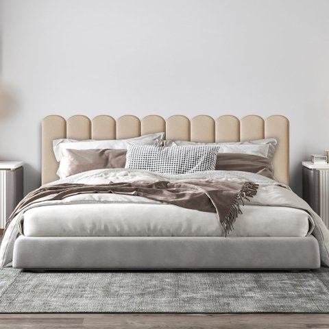 Cabeceira Modulada Estofada Adesiva Nuvem 1 Módulo 60x20cm Bege