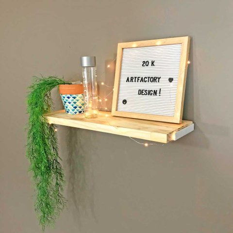 Prateleira de Parede Suspensa 60cm Natural e Branco