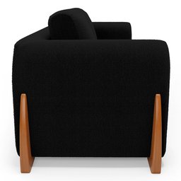 Sofá Living Bloom 160cm 02 Lugares com Pés de Madeira Bouclê Preto - Desk Design - 8