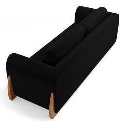 Sofá Living Bloom 160cm 02 Lugares com Pés de Madeira Bouclê Preto - Desk Design - 7