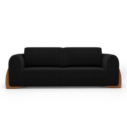 Sofá Living Bloom 160cm 02 Lugares com Pés de Madeira Bouclê Preto - Desk Design - 9