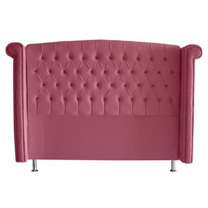 Cabeceira de Cama Box Luxo Casal 140 Cm Suede Rosa Bebê Eli Móveis