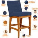 Ver imagem 4 de Kit 06 Banqueta Baixa Cozinha Bancada Bar Sala Jantar Fixa Mila L02 Suede Azul Marinho - Lyam Decor 