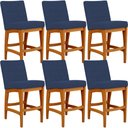 Ver imagem 1 de Kit 06 Banqueta Baixa Cozinha Bancada Bar Sala Jantar Fixa Mila L02 Suede Azul Marinho - Lyam Decor 