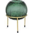 Ver imagem 1 de Vaso Decorativo Enfeite Casa Folhas Home&co com Suporte Metal Vidro 21x15x15cm Verde