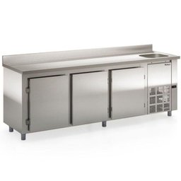 Balcão de Encosto com 3 Portas e 1 Pia Lado Direito Gbfe250cd Gelopar Balcão 765 Litros Inox 220v - 1