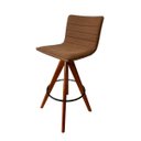 Ver imagem 3 de Conjunto Mesa Bistrô Cone 60 cm Laca Branca Base Altura 100 cm Freijó + 2 Banquetas Cercatto Giratór