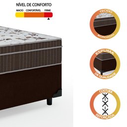 Cama Box Solteiro Colchão Espuma Orthoface Polar 88x188x25cm Marrom - Suporta Até 120kg - 6 Cama Box Solteiro Colchão Espuma Orthoface Polar 88x188x25cm Marrom - Suporta Até 120kg - 6