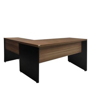 Mesa de Escritório em “L” cor Nature/Preto (Mesa reta 1,70m + Mesa Auxiliar) 1,70×1,60m – s/ gavetas
