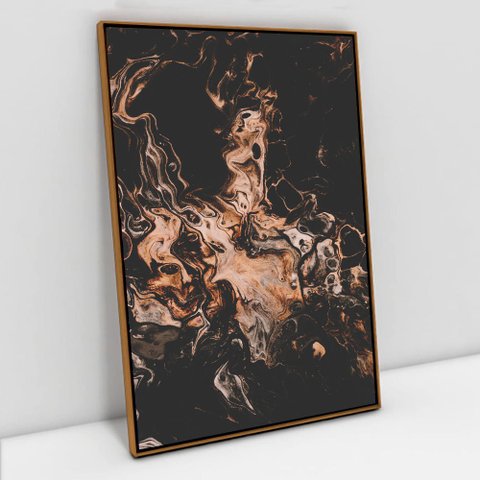 Quadro Decorativo Abstrato Black Mármore em tela Canvas TACOLADO PAPEL DE PAREDE Moldura Flutuante 4