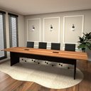 Ver imagem 1 de Mesa de Reunião Nogal 3,20m X 1,10m 2 Caixas de Tomadas F5