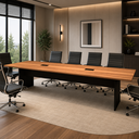 Ver imagem 1 de Mesa de Reunião Nogal 3,20m x 1,10m 2 Caixas de Tomadas F5