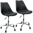 Ver imagem 1 de Kit 2 Cadeiras Leda Office Luisa Saarinen Estofada Base Giratória Cromada - Preto