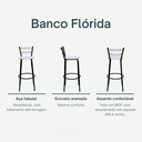 Ver imagem 3 de Kit 5 Banquetas para Balcão Bancada Cozinha Bistrô Ilhas Gourmet Bares Banco Flórida Preta