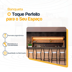 Kit 5 Banquetas para Balcão Bancada Cozinha Bistrô Ilhas Gourmet Bares Banco Flórida Preta - 3