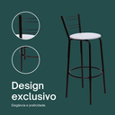 Ver imagem 4 de Kit 5 Banquetas para Balcão Bancada Cozinha Bistrô Ilhas Gourmet Bares Banco Flórida Preta