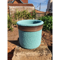 Kit Vaso de Barro Areia Terrilho 16cm Verde Água - 6