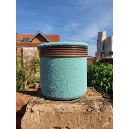 Kit Vaso de Barro Areia Terrilho 16cm Verde Água - 5
