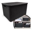 Ver imagem 5 de 3 X Caixa Organizadora Plástica Rattan 40 Litros com Tampa
