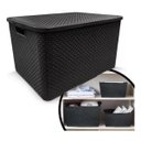 Ver imagem 5 de 3 X Caixa Organizadora Plástica Rattan 40 Litros com Tampa