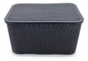 Ver imagem 1 de 3 X Caixa Organizadora Plástica Rattan 40 Litros com Tampa
