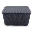Ver imagem 1 de 3 X Caixa Organizadora Plástica Rattan 40 Litros com Tampa