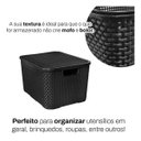 Ver imagem 3 de 3 X Caixa Organizadora Plástica Rattan 40 Litros com Tampa