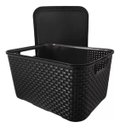 Ver imagem 7 de 3 X Caixa Organizadora Plástica Rattan 40 Litros com Tampa