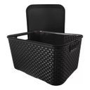 Ver imagem 7 de 3 X Caixa Organizadora Plástica Rattan 40 Litros com Tampa
