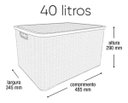 Ver imagem 2 de 3 X Caixa Organizadora Plástica Rattan 40 Litros com Tampa