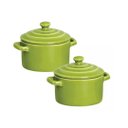 Ver imagem 1 de Kit 2 Mini Caçarola Panelinha Molheira Cerâmica Verde Folha