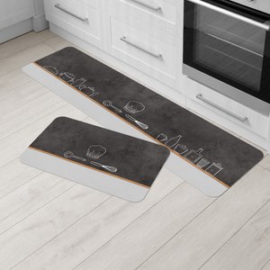 Kit Tapete de Cozinha 2 Peças Talheres & Louças