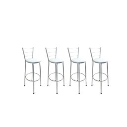 Kit 4 Banquetas Alta Prata Cozinha Gourmet Americana Balcão:branco - 1