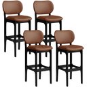 Ver imagem 1 de Kit 04 Banquetas Alta Para Cozinha Madeira Fixa Betta L02 Preto Couríssimo Marrom - Lyam Decor