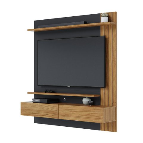 Home Suspenso Spencer 1.5 para Sala de Tv até 65 Polegadas 2 Portas Preto Fosco/ Noce Milano
