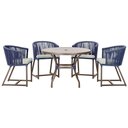 Ver imagem 1 de Mesa com 4 Cadeiras e Noronha Estofado 3 Trama Original Azul