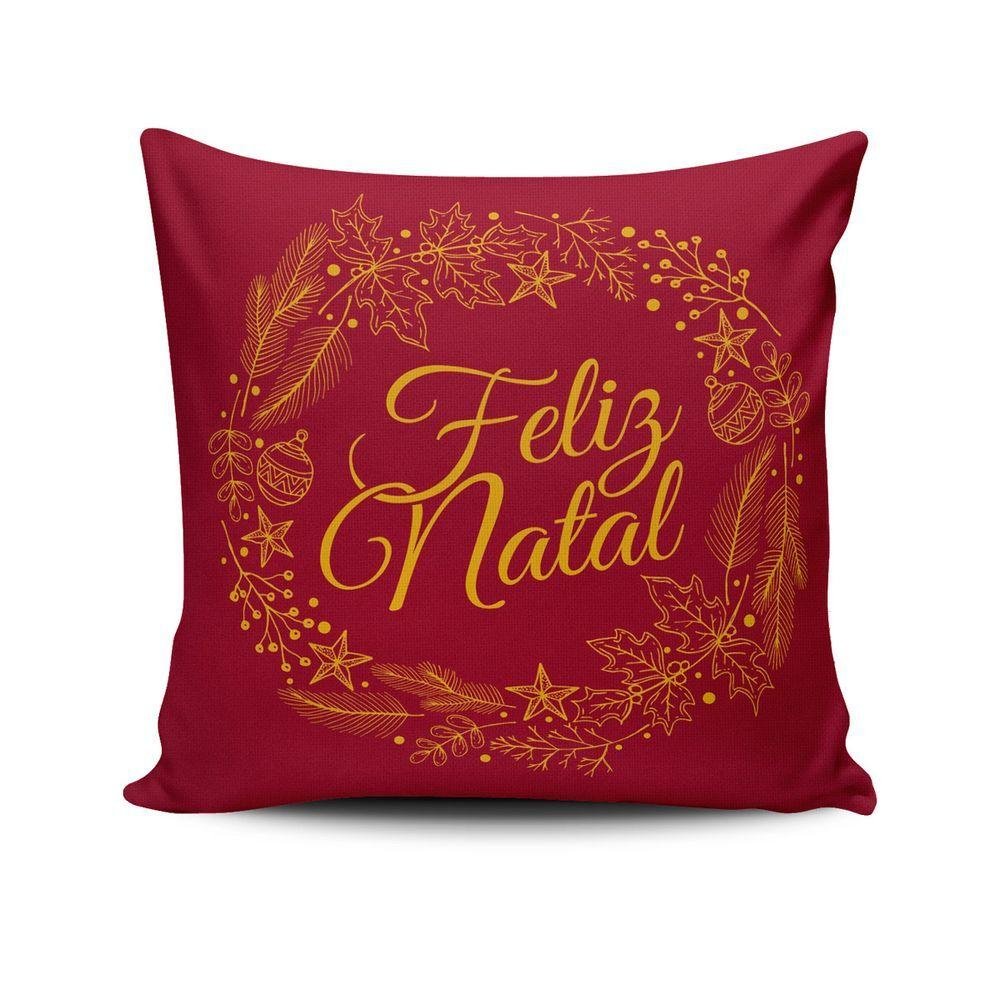 Kit C- 4 Capas de Almofadass Natalinas Feliz Natal Fim de Ano 45cm X 45cm - 4