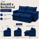 Ver imagem 3 de Sofá Ventura Retrátil e Reclinável 240cm - Azul