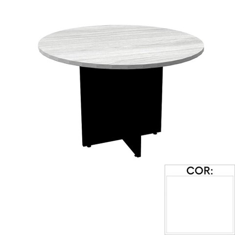 Mesa de Reunião Redonda 110x110cm Pé Painel Pe25 em MDP Branca com Base Branca