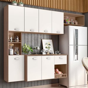 Cozinha Suspensa 7 Portas 1 Gaveta Carvalho Off White Mila Poliman