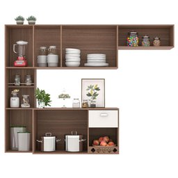 Cozinha Suspensa 7 Portas 1 Gaveta Carvalho Off White Mila Poliman - 3