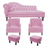 Divã Cancun 185 Direito + 2 Poltronas + 2 Puffs Rosa Bebê - 1