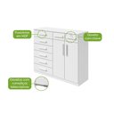 Ver imagem 3 de Cômoda Toronto 8 Gavetas 2 Portas Estrutura MDP MDF Puxador MDF Branco Móveis Lopas