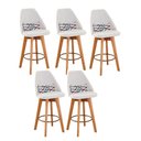 Ver imagem 1 de Kit 05 Banquetas Linho Bege e Almofada Linhas Coloridas