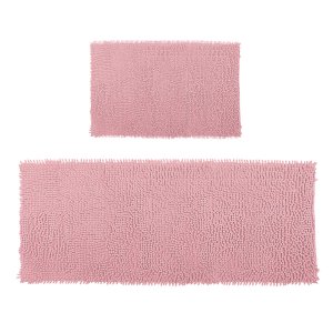 Jogo Tapete Banheiro 58x38cm + Tapete Passadeira 100x50cm Rosa
