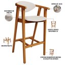 Ver imagem 4 de Kit 02 Banquetas Alta Para Cozinha Sala de Jantar Fixa Cecília L02 Linho Cru - Lyam Decor