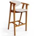 Ver imagem 3 de Kit 02 Banquetas Alta Para Cozinha Sala de Jantar Fixa Cecília L02 Linho Cru - Lyam Decor
