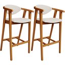 Ver imagem 1 de Kit 02 Banquetas Alta Para Cozinha Sala de Jantar Fixa Cecília L02 Linho Cru - Lyam Decor