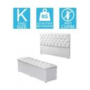 Ver imagem 4 de Kit Baú Recamier + Cabeceira Box Shop King Couro Sintético Branco